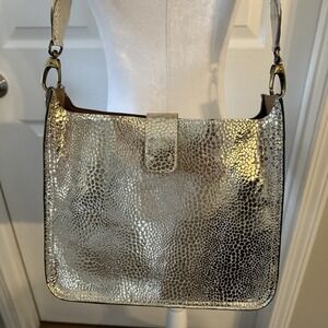 Jane Marie Bessie Gold Foil Leather Bag Shoulder Bag Purse